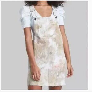 Wild Fable Mini Skirt Overalls, White Floral Tie Dye Skirtall, size XL